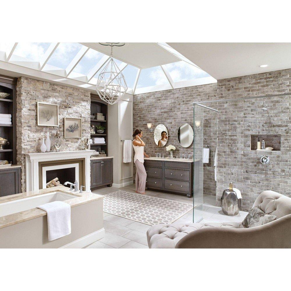 Moen Chrome Two Handle Widespread Bathroom Sink Faucet (Valve Included) 