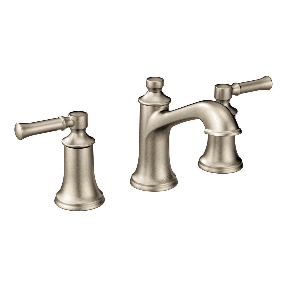 Moen Brushed Nickel Two Handle Widespread Bathroom Sink Faucet (Valve Included) 