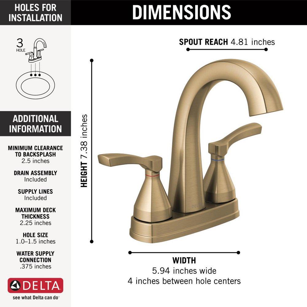 DELTA STRYKE TWO HANDLE CENTERSET BATHROOM FAUCET 
