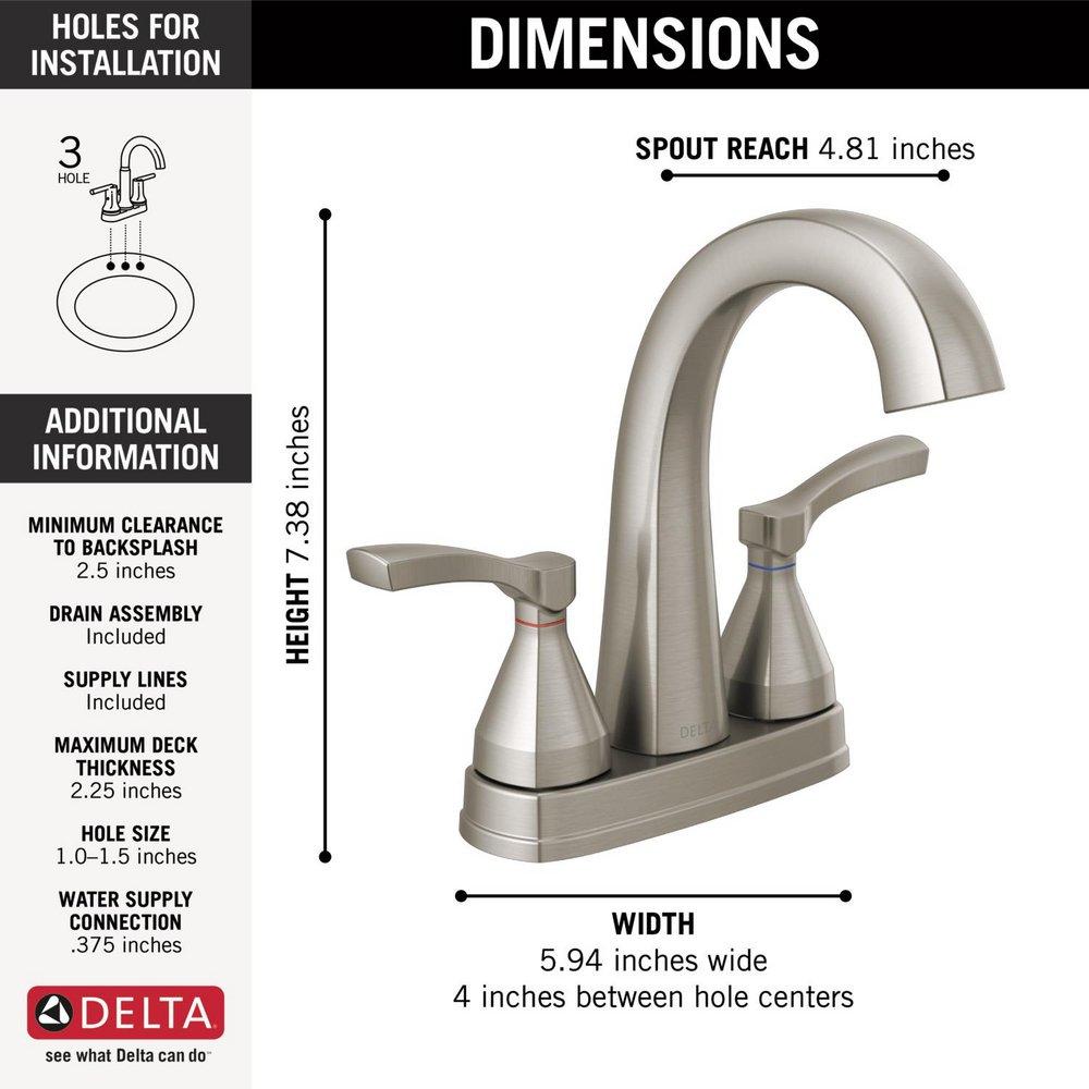 DELTA STRYKE TWO HANDLE CENTERSET BATHROOM FAUCET 