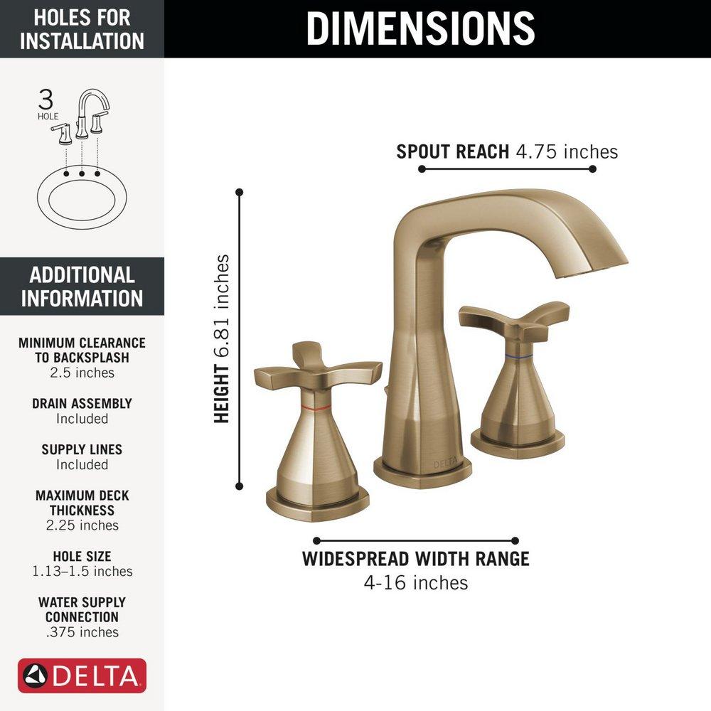 DELTA STRYKE TWO HANDLE WIDESPREAD BATHROOM FAUCET 