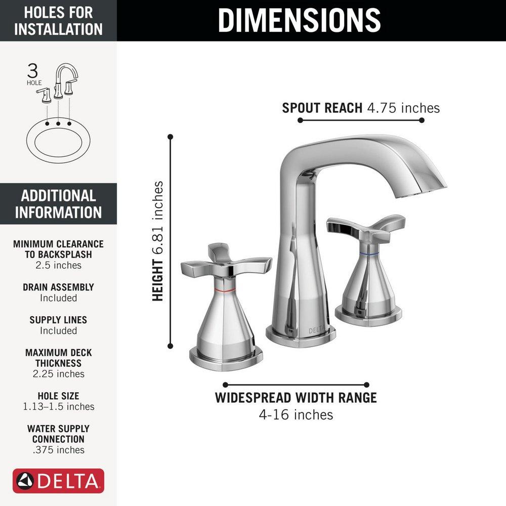 DELTA STRYKE TWO HANDLE WIDESPREAD BATHROOM FAUCET 