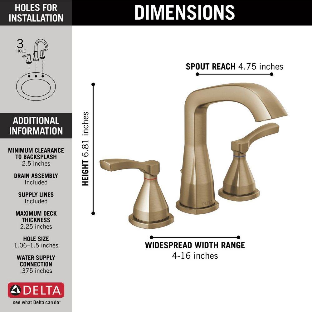 DELTA STRYKE TWO HANDLE WIDESPREAD BATHROOM FAUCET 