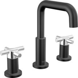 Two Handle Widespread Bathroom Sink Faucet in Matte Black/Chrome