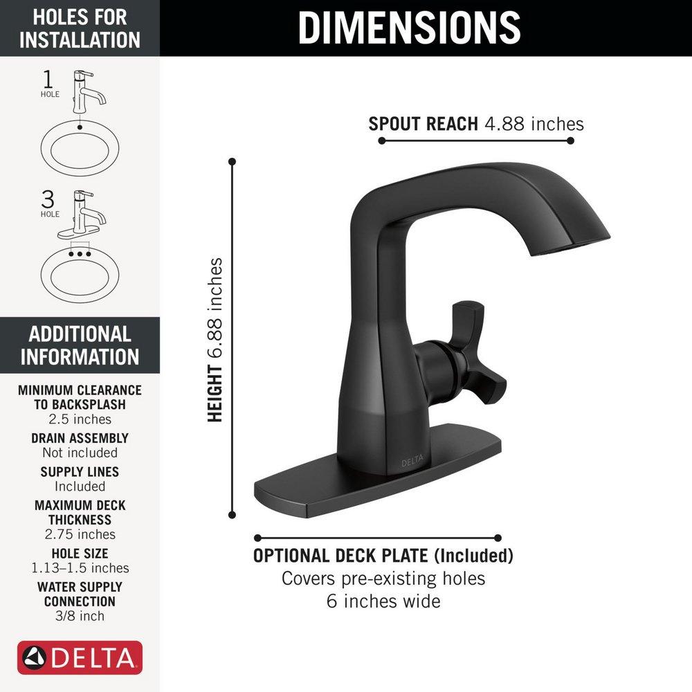 Single Handle Monoblock Bathroom Sink Faucet in Matte Black 