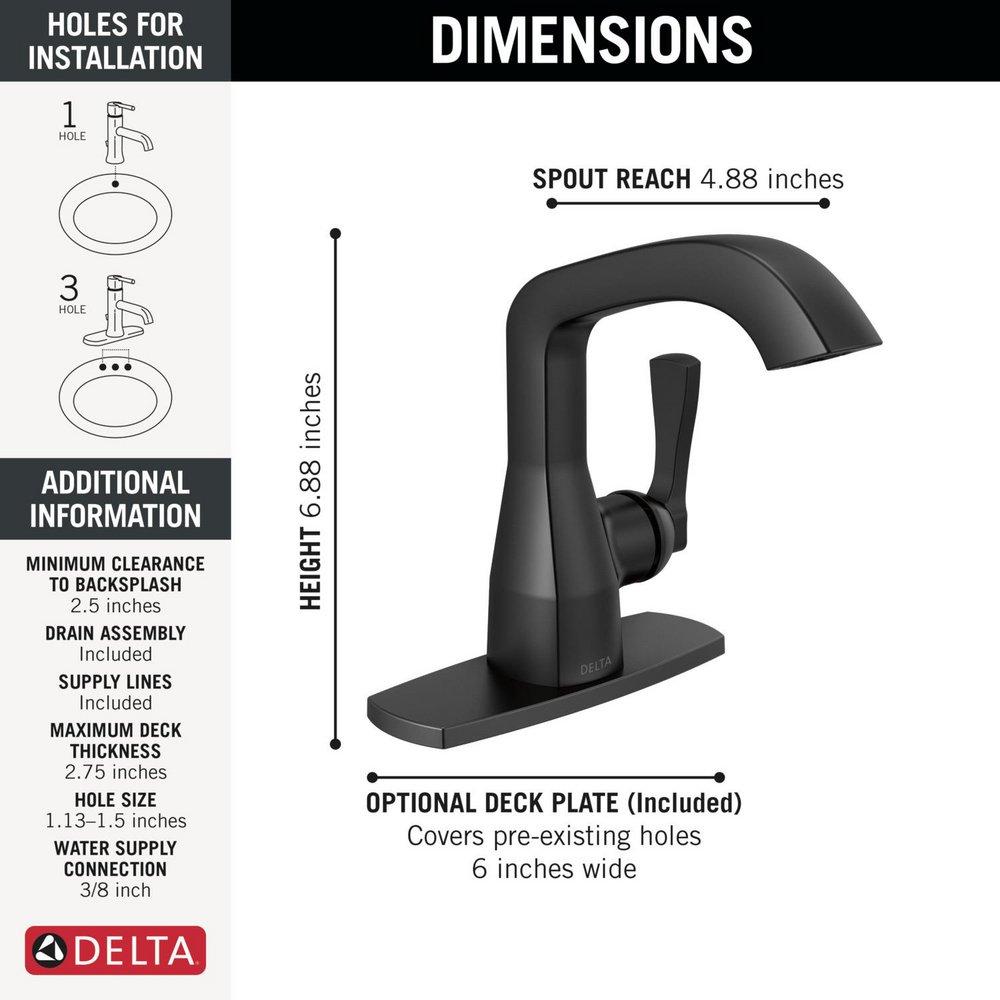 Single Handle Monoblock Bathroom Sink Faucet in Matte Black 