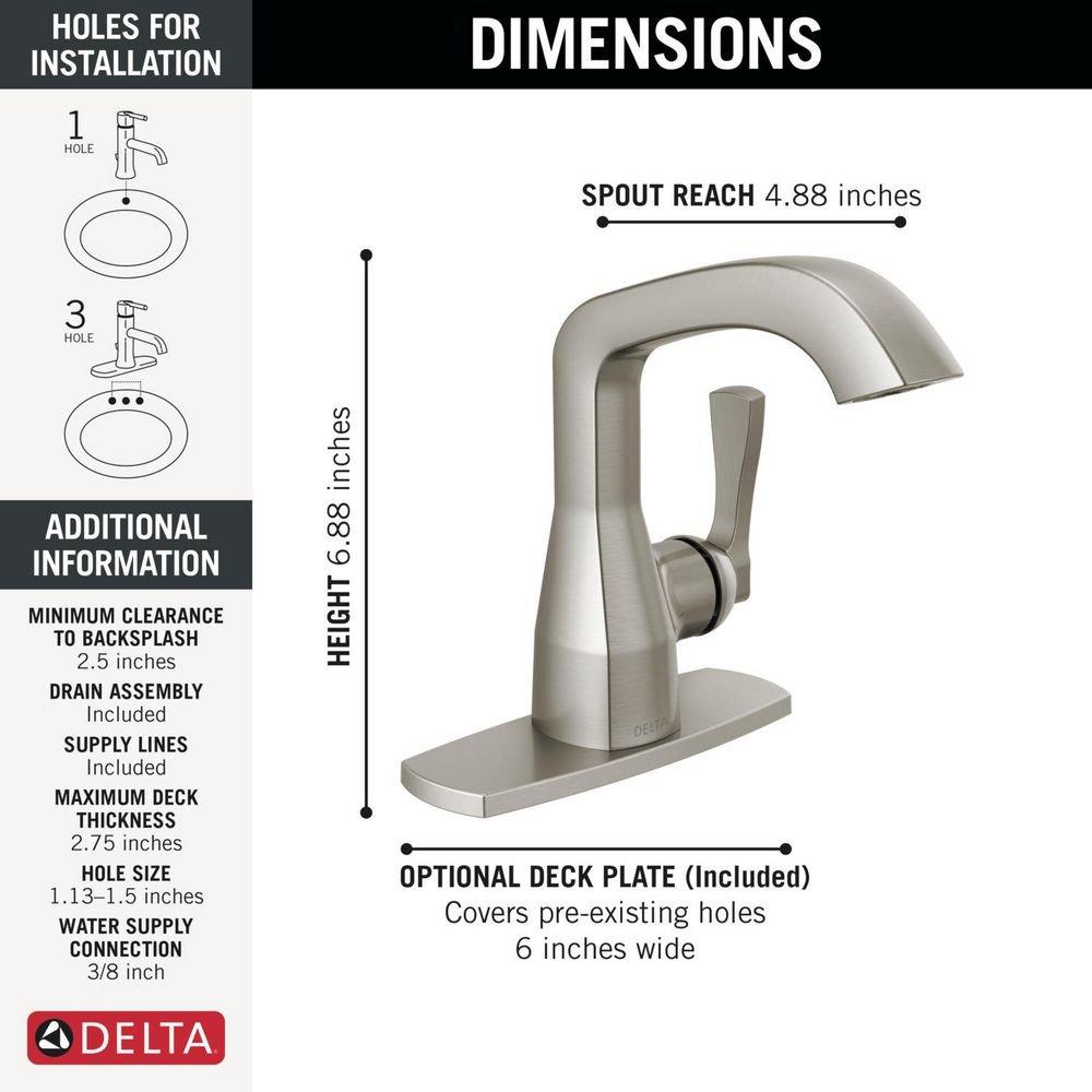Single Handle Monoblock Bathroom Sink Faucet in Lumicoat Stainless 
