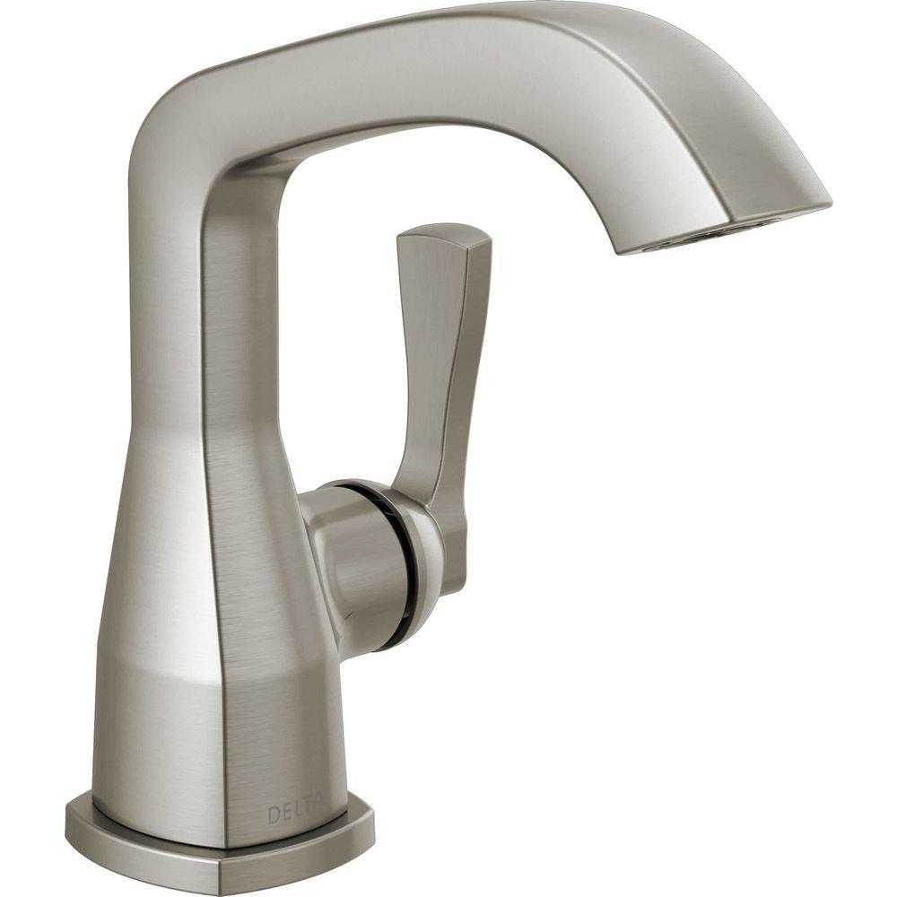 Single Handle Monoblock Bathroom Sink Faucet in Lumicoat Stainless 