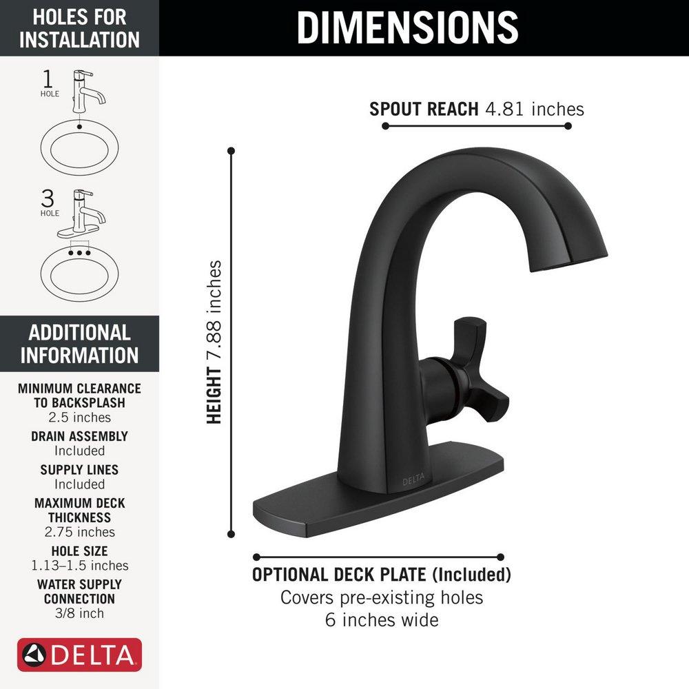 Single Handle Monoblock Bathroom Sink Faucet in Matte Black 