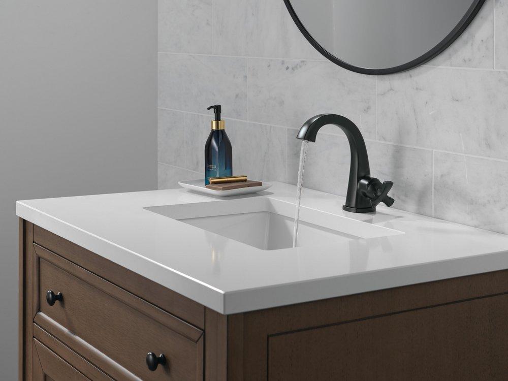 Single Handle Monoblock Bathroom Sink Faucet in Matte Black 