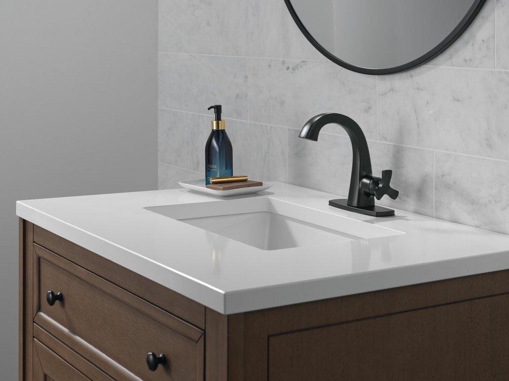 Single Handle Monoblock Bathroom Sink Faucet in Matte Black 