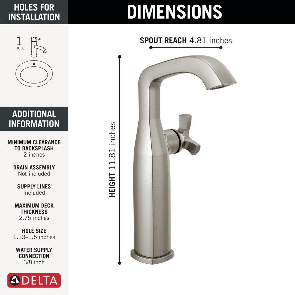 DELTA STRYKE SINGLE HANDLE VESSEL BATHROOM FAUCET 