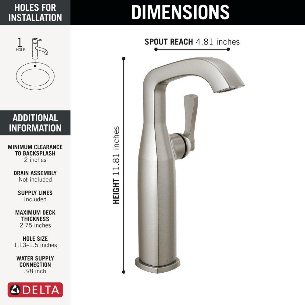 DELTA STRYKE SINGLE HANDLE VESSEL BATHROOM FAUCET 