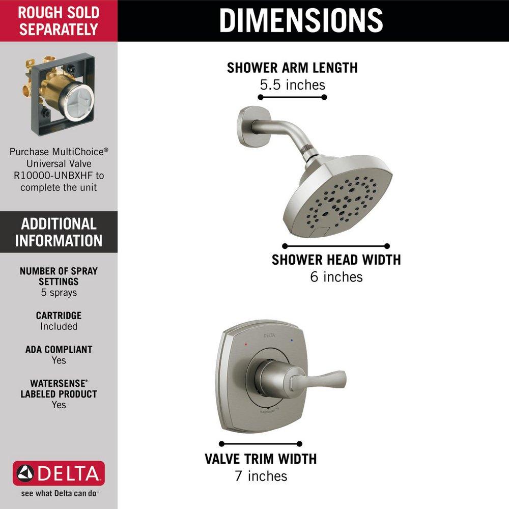 Single Handle Multi Function Shower Faucet in Lumicoat&reg; Stainless 
