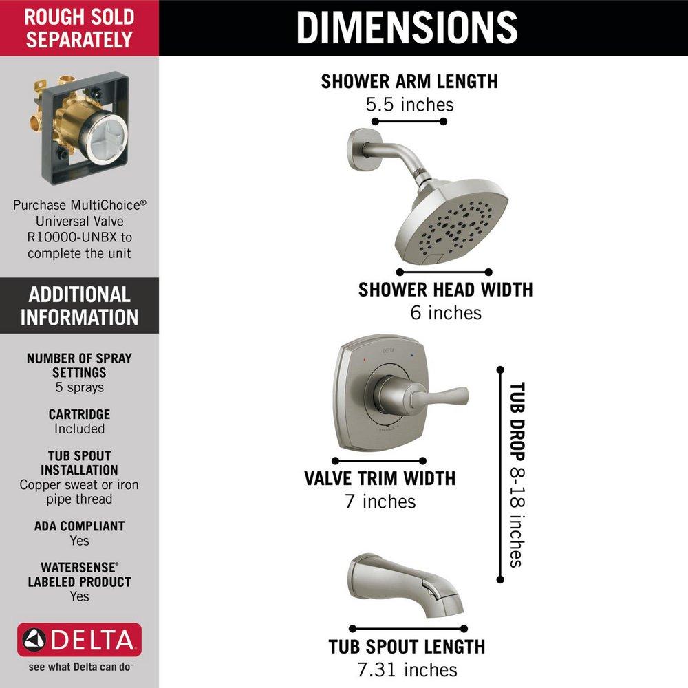 Delta Faucet Lumicoat Stainless Single Handle Multi Function Bathtub & Shower Faucet 