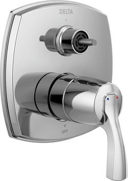 Two Handle Pressure Balancing Valve Trim with Integrated Diverter in Lumicoat Stainless (Diverter Handle Sold Separately)