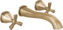 Two Handle Wall Mount Widespread Bathroom Sink Faucet in Lumicoat Champagne Bronze