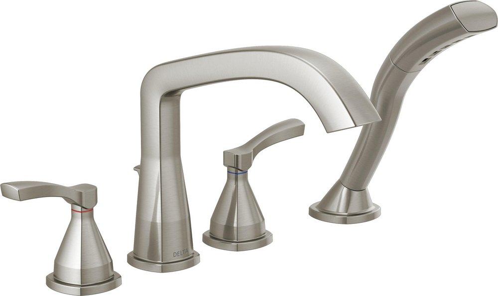 Delta Faucet Lumicoat&reg; Stainless Two Handle Roman Tub Faucet 