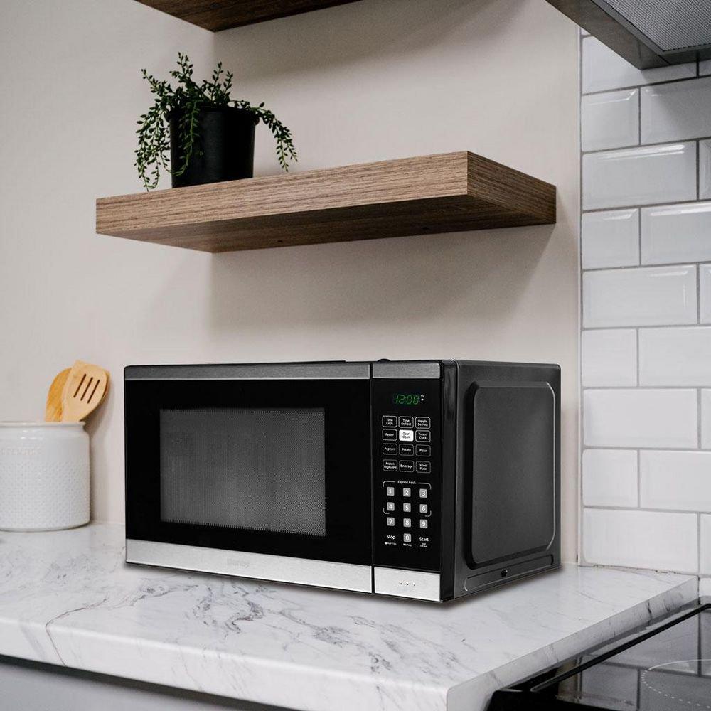 1.1 cu. ft. 900 W Countertop Microwave in Black &  Stainless Steel 