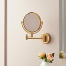 RAMANA MAGNIFYING DOUBLE-SIDED WALL-MOUNT MAKEUP MIRROR - BRUSHED GOLD 