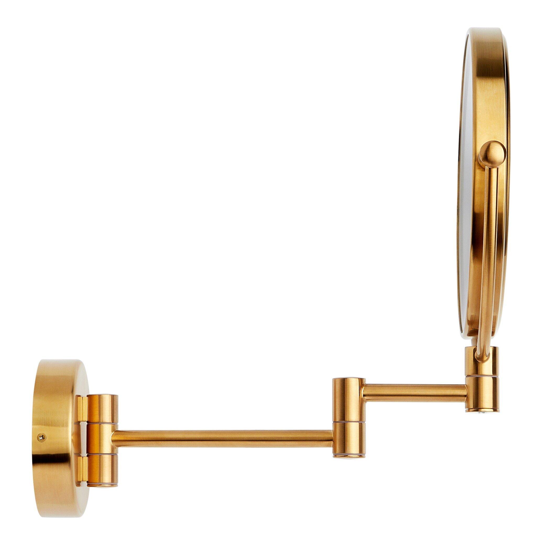 Double-Sided Wall Mount Magnifying Mirror in Brushed Gold 