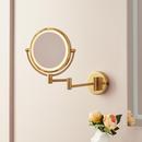 Double-Sided Wall Mount Magnifying Mirror in Brushed Gold