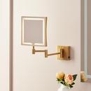 NORABEL MAGNIFYING DOUBLE-SIDED WALL-MOUNT LIGHTED MAKEUP MIRROR - BRUSHED GOLD 