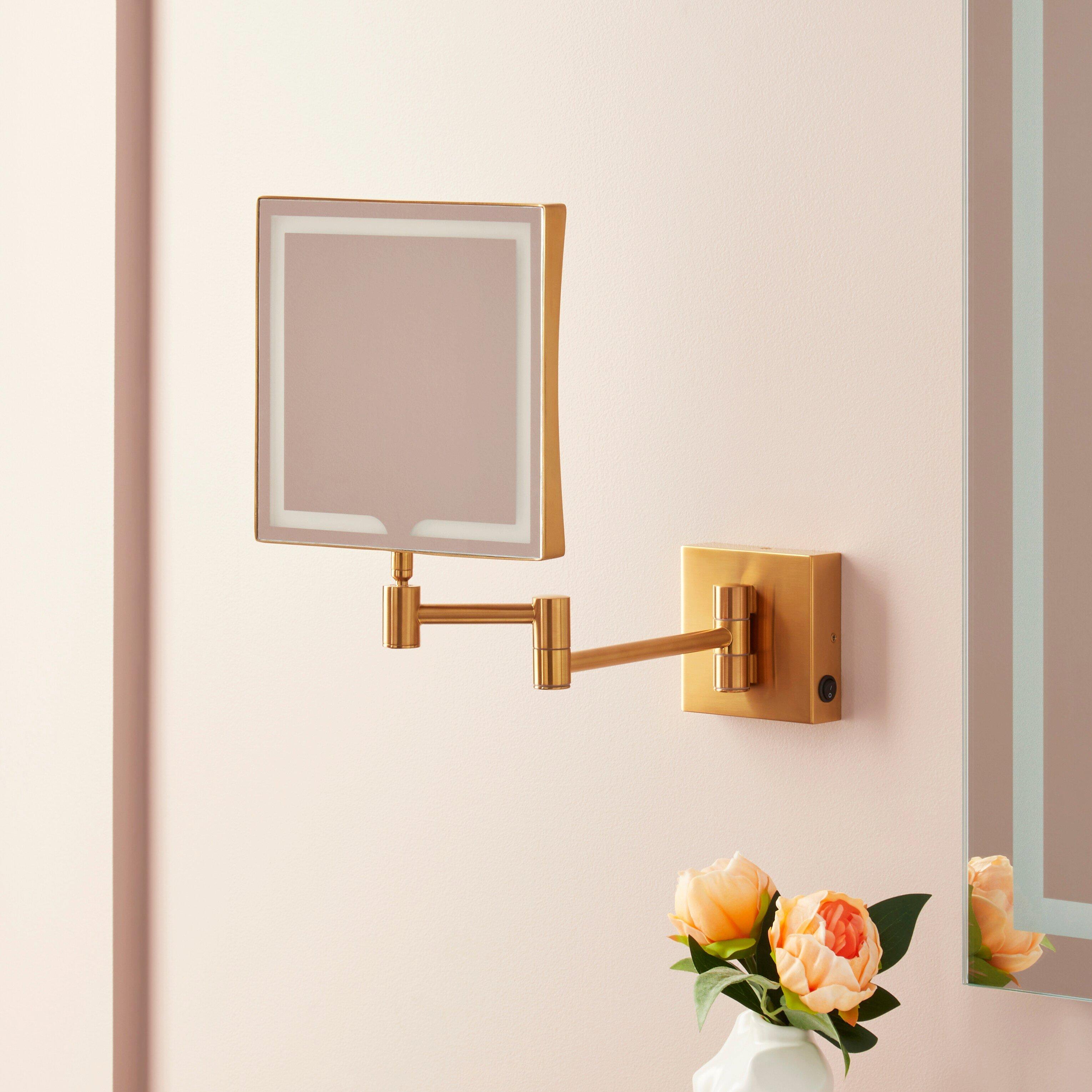 Double-Sided Wall Mount Magnifying Mirror in Brushed Gold 