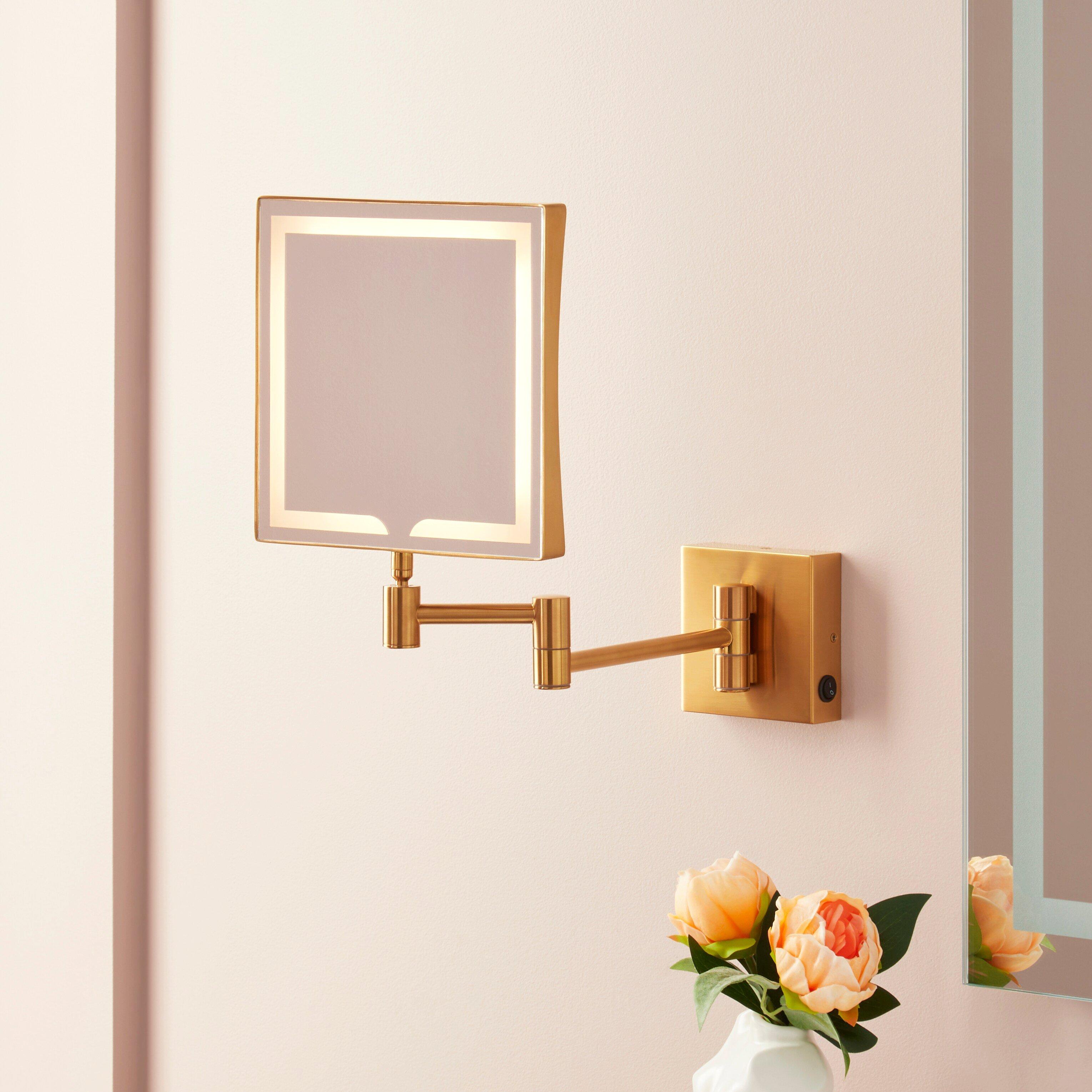 Double-Sided Wall Mount Magnifying Mirror in Brushed Gold 