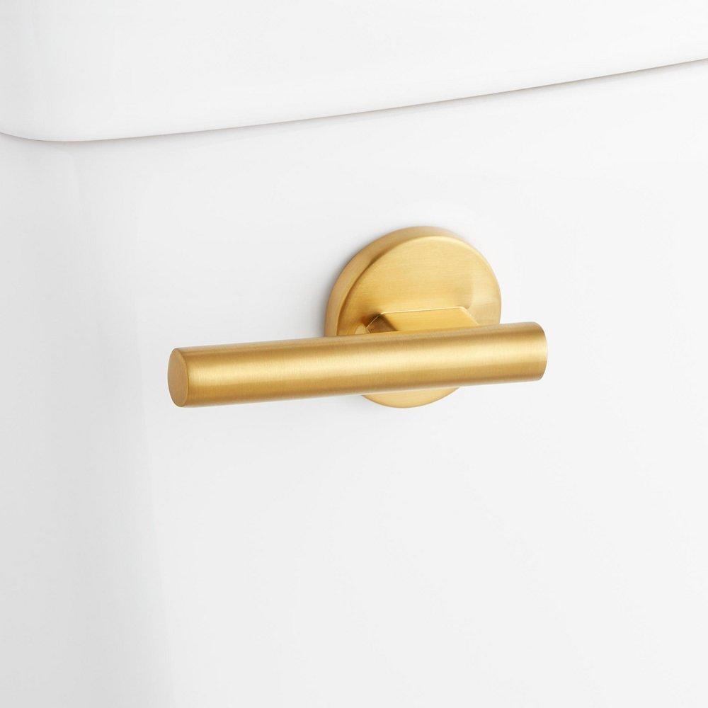 BRINSTEAD ONE-PIECE ELONGATED SKIRTED TOILET - BRUSHED GOLD HANDLE 