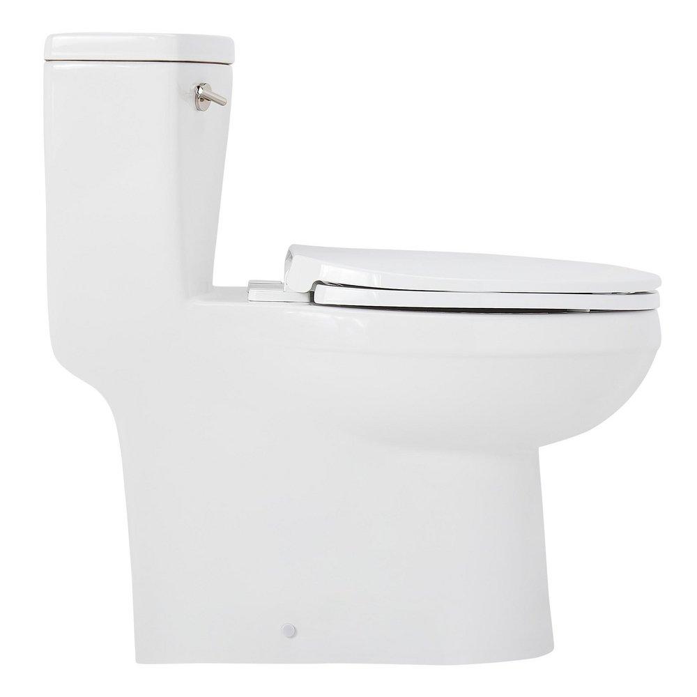 BRINSTEAD ONE-PIECE ELONGATED SKIRTED TOILET - POLISHED NICKEL HANDLE 