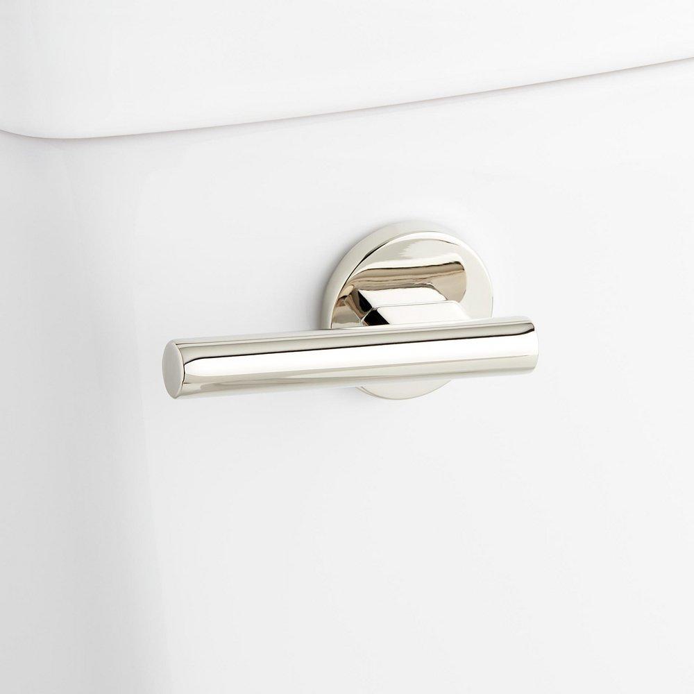 1.28 gpf Elongated One Piece Skirted Toilet in White - Includes Lever in Polished Nickel 