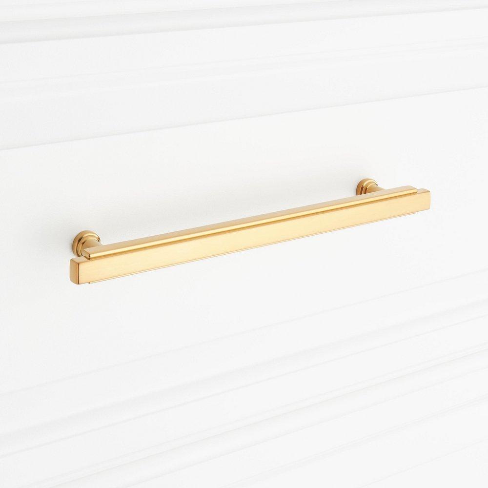 Signature Hardware Brushed Gold 7-9/16 in. Center-to-Center Bar Pull 