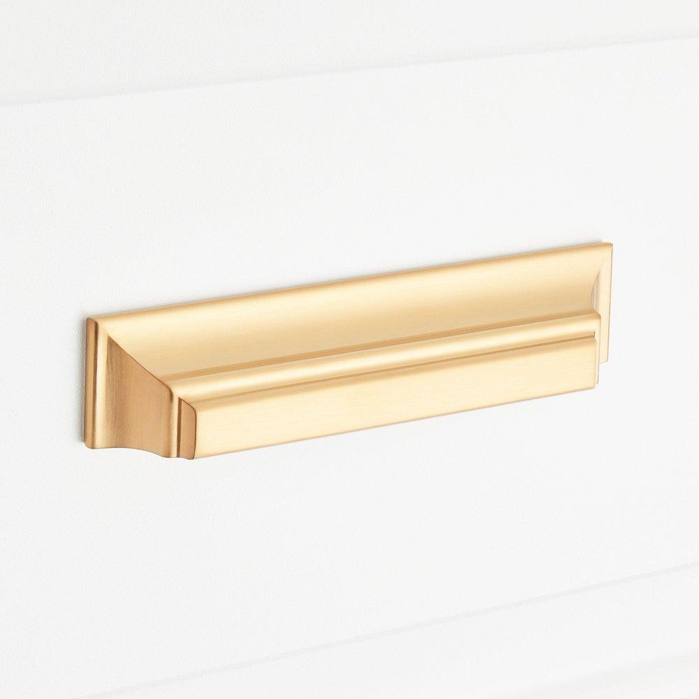 Signature Hardware Brushed Gold 3-3/4 in. Center-to-Center Cup Pull 