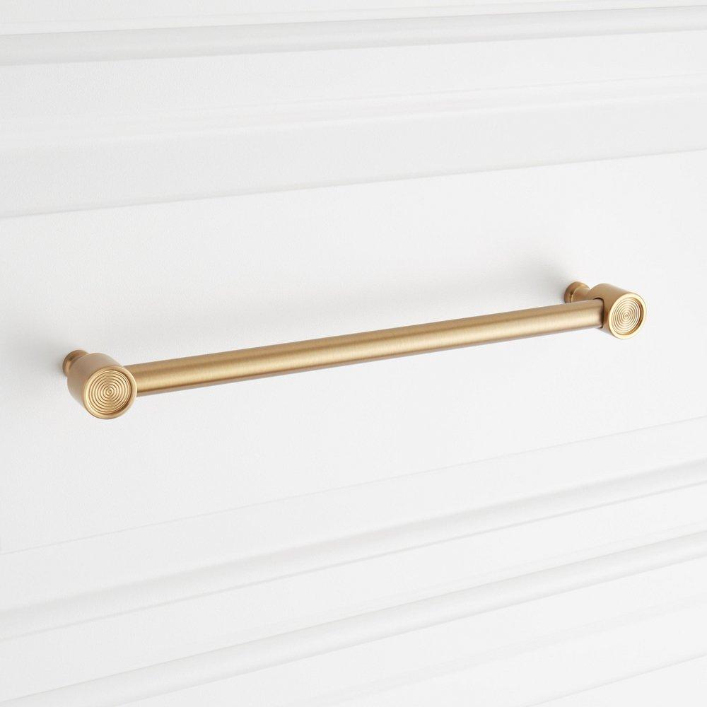 Signature Hardware Brushed Gold 8-13/16 in. Center-to-Center Cabinet Pull 
