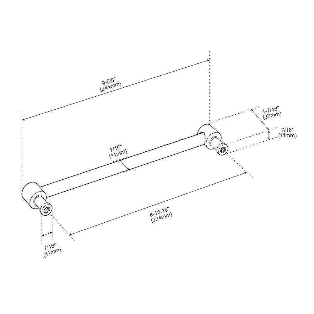 Signature Hardware Brushed Gold 8-13/16 in. Center-to-Center Cabinet Pull 