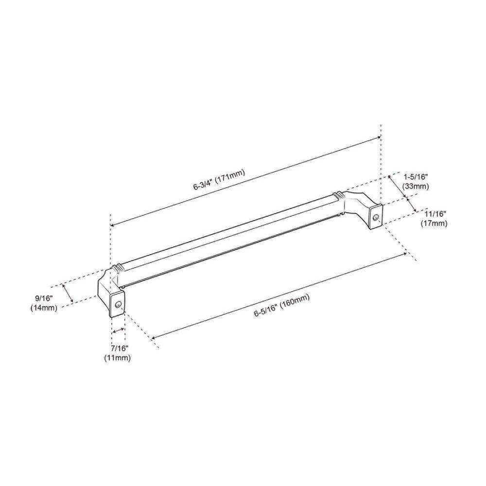 Signature Hardware Polished Nickel 6-5/16 in. Center-to-Center Cabinet Pull 