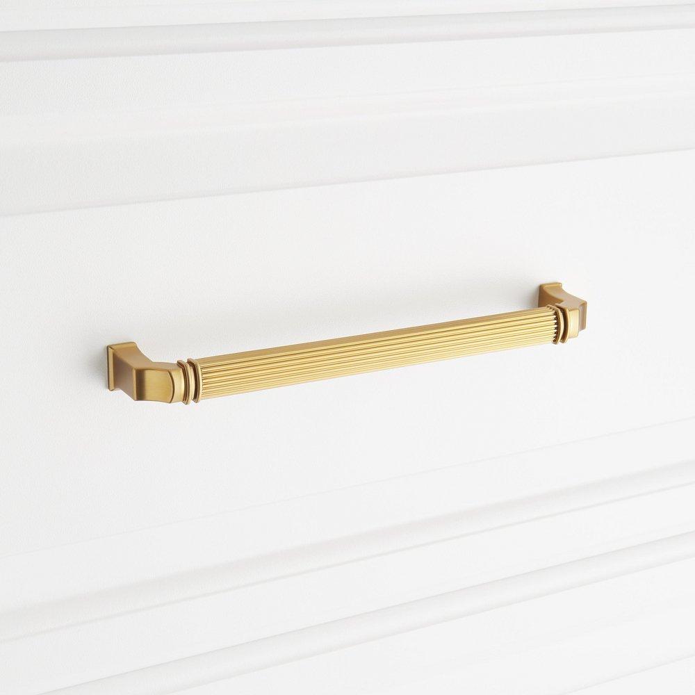 Signature Hardware Brushed Gold 7-9/16 in. Center-to-Center Cabinet Pull 
