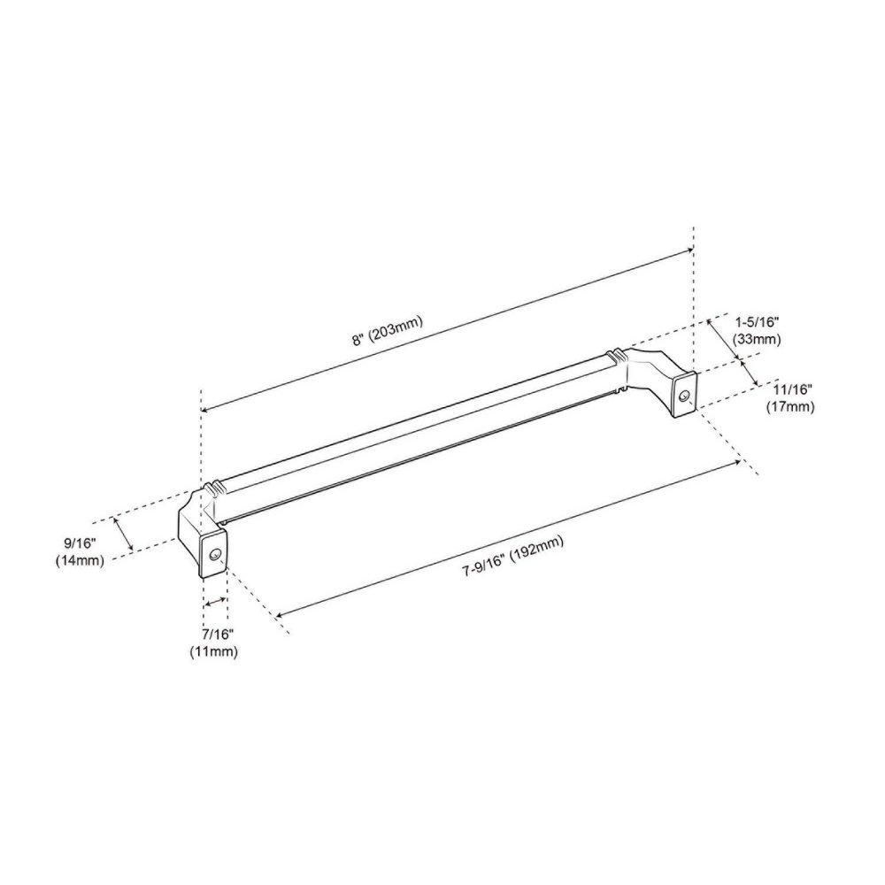 Signature Hardware Champagne Bronze 7-9/16 in. Center-to-Center Cabinet Pull 