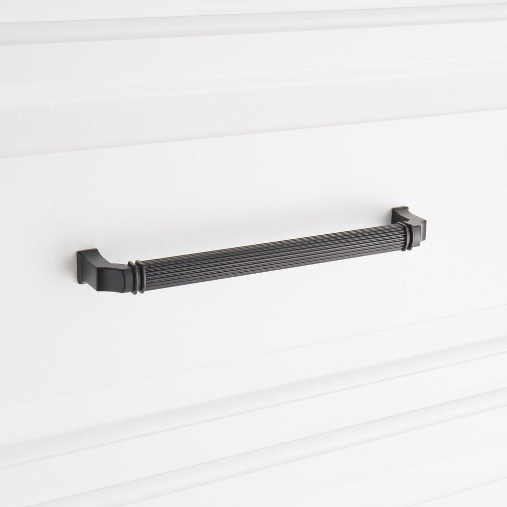 Signature Hardware Matte Black 7-9/16 in. Center-to-Center Cabinet Pull 