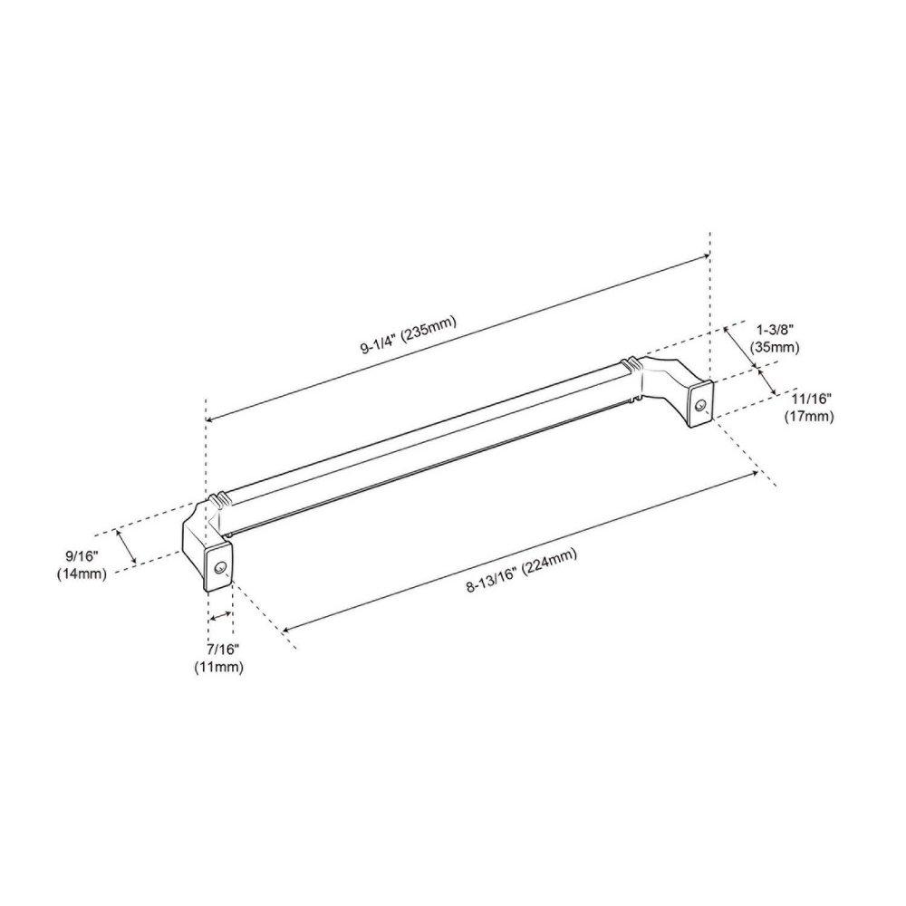 Signature Hardware Polished Nickel 8-13/16 in. Center-to-Center Cabinet Pull 