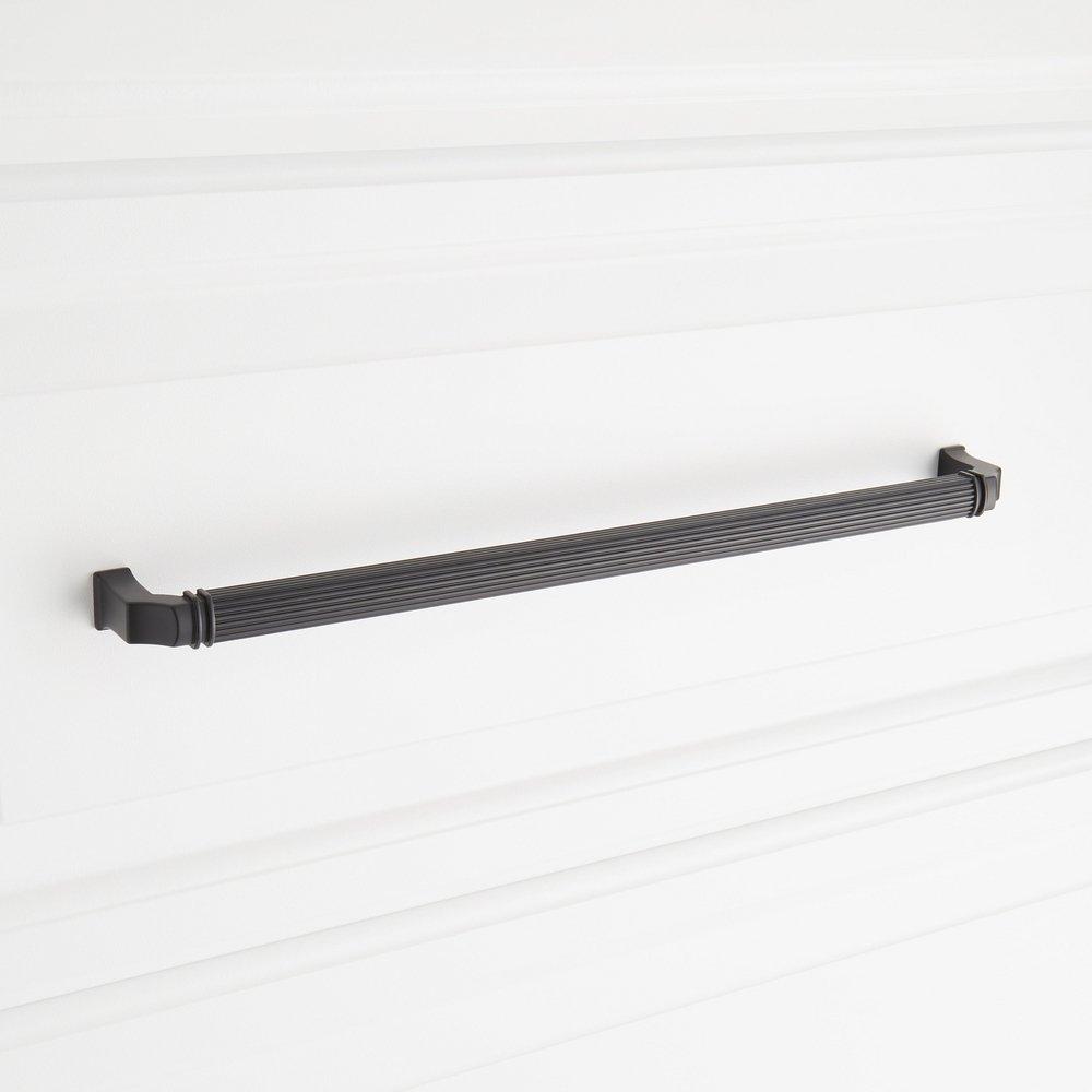 Signature Hardware Matte Black 10-1/16 in. Center-to-Center Cabinet Pull 