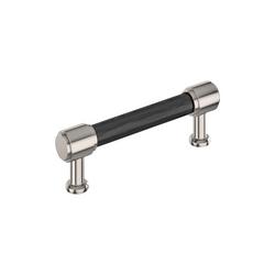 3-3/4 in. Center-to-Center Hammered Bar Cabinet Pull in Matte Black/Polished Nickel