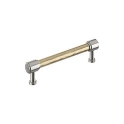 5-1/16 in. Center-to-Center Hammered Bar Cabinet Pull in Golden Champagne/Satin Nickel