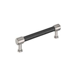 5-1/16 in. Center-to-Center Hammered Bar Cabinet Pull in Matte Black/Polished Nickel