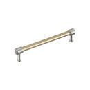 7-9/16 in. Center-to-Center Cabinet Pull in Golden Champagne/Satin Nickel