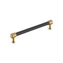 7-9/16 in. Center-to-Center Cabinet Pull in Matte Black/Champagne Bronze