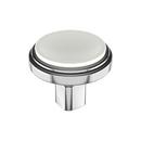 1-3/8 in. Cabinet Knob in Matte White/Polished Chrome