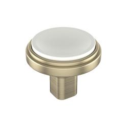 1-3/8 in. Cabinet Knob in Matte White/Golden Champagne