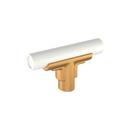2-3/8 in. Cabinet T-Knob in Matte White/Brushed Gold